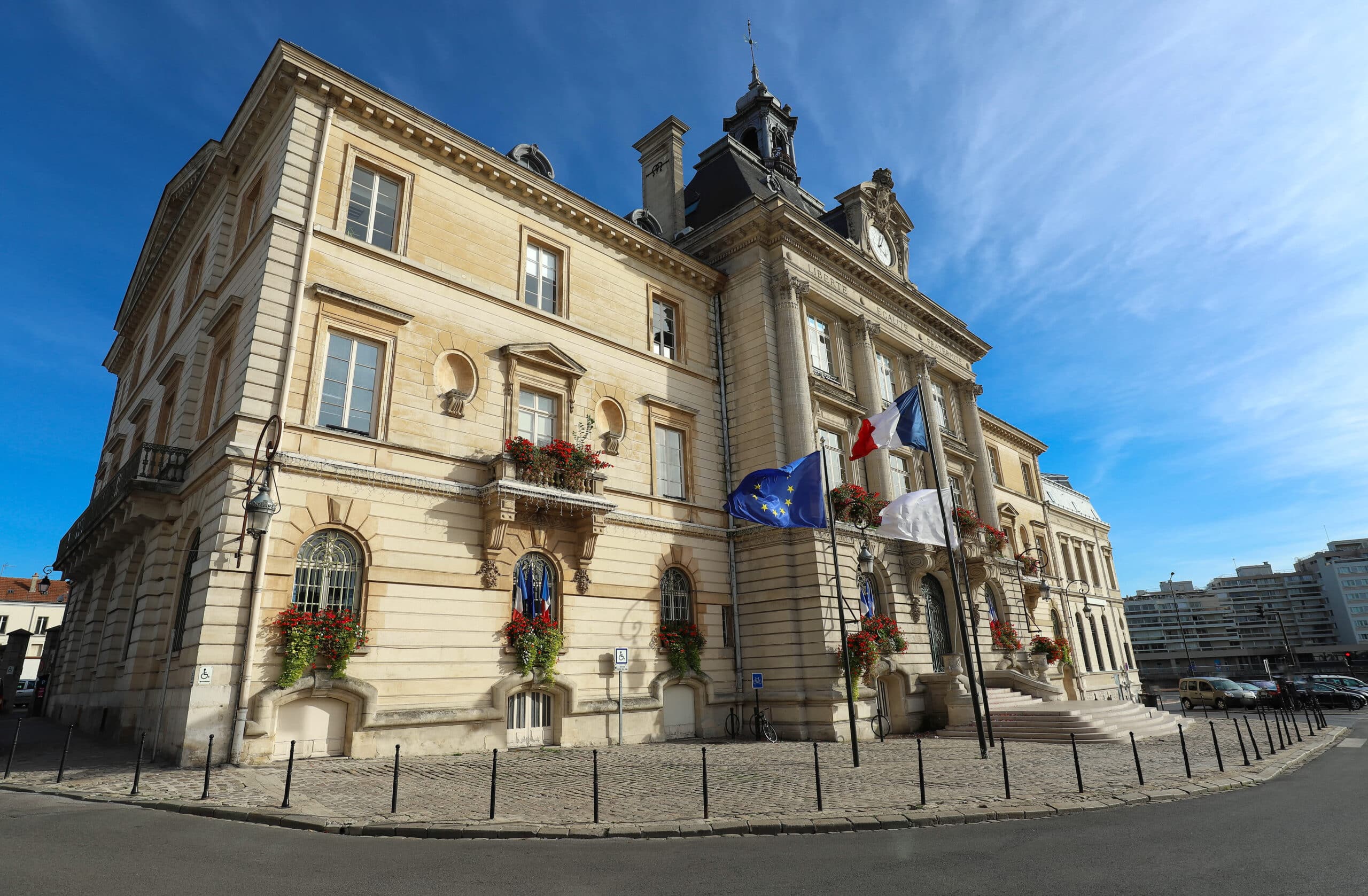 The city hall view of Meaux - commune in Seine-et-Marne department in Ile-de-France region 